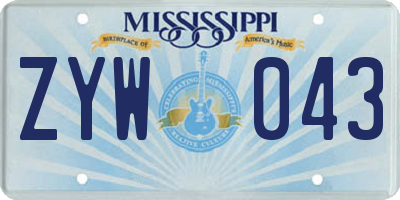 MS license plate ZYW043