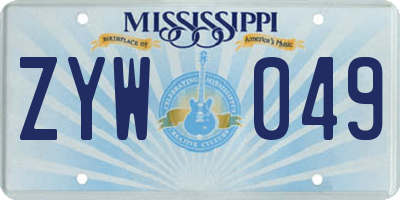 MS license plate ZYW049