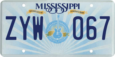 MS license plate ZYW067