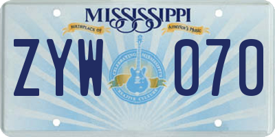 MS license plate ZYW070