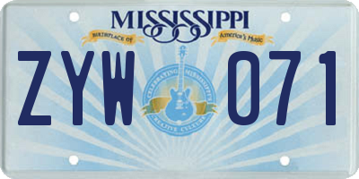 MS license plate ZYW071