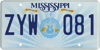 MS license plate ZYW081