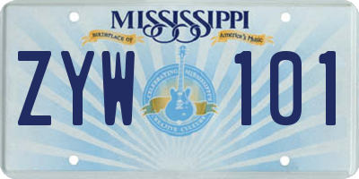 MS license plate ZYW101