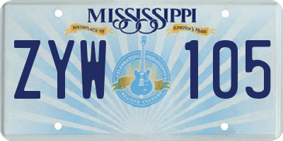 MS license plate ZYW105