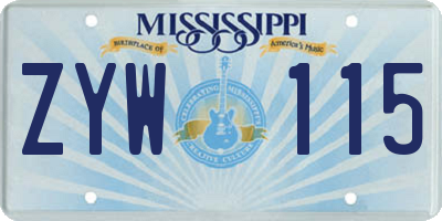 MS license plate ZYW115