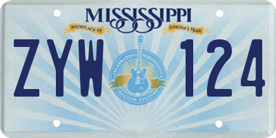 MS license plate ZYW124