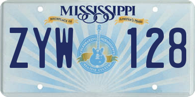 MS license plate ZYW128