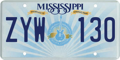 MS license plate ZYW130