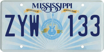 MS license plate ZYW133
