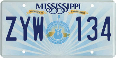 MS license plate ZYW134