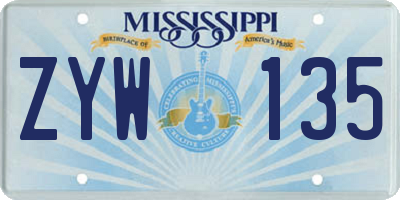 MS license plate ZYW135