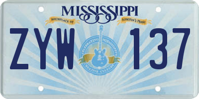 MS license plate ZYW137