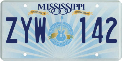 MS license plate ZYW142
