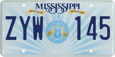 MS license plate ZYW145