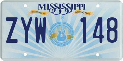 MS license plate ZYW148