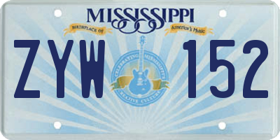 MS license plate ZYW152