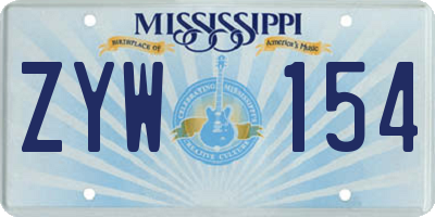 MS license plate ZYW154
