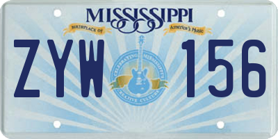 MS license plate ZYW156