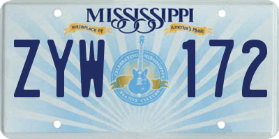 MS license plate ZYW172