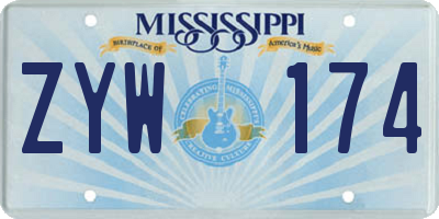 MS license plate ZYW174