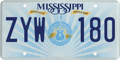 MS license plate ZYW180