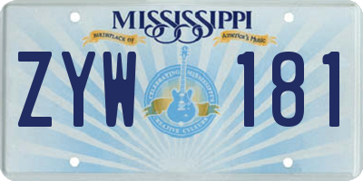 MS license plate ZYW181