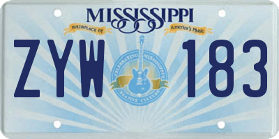 MS license plate ZYW183