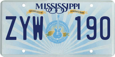 MS license plate ZYW190