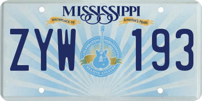 MS license plate ZYW193
