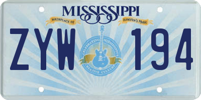 MS license plate ZYW194