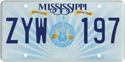 MS license plate ZYW197