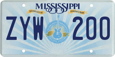 MS license plate ZYW200