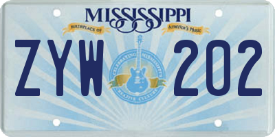 MS license plate ZYW202