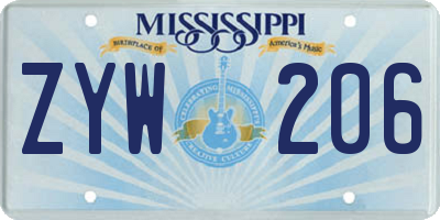 MS license plate ZYW206