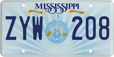 MS license plate ZYW208