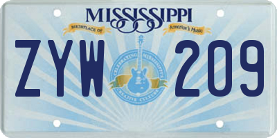 MS license plate ZYW209