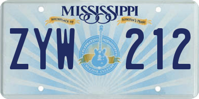 MS license plate ZYW212