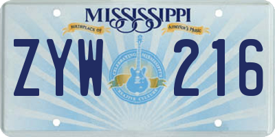 MS license plate ZYW216