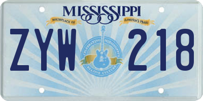 MS license plate ZYW218