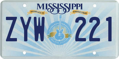 MS license plate ZYW221
