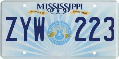 MS license plate ZYW223