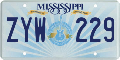 MS license plate ZYW229