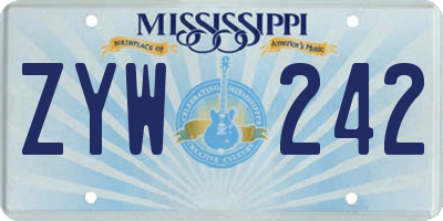 MS license plate ZYW242