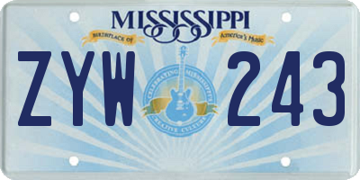 MS license plate ZYW243