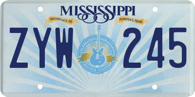 MS license plate ZYW245