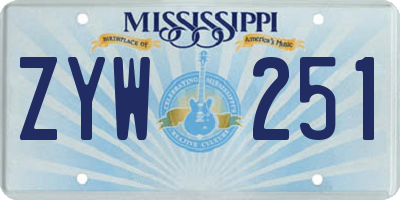 MS license plate ZYW251