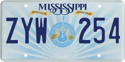 MS license plate ZYW254