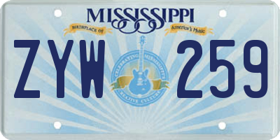 MS license plate ZYW259