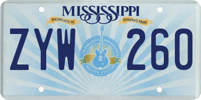 MS license plate ZYW260