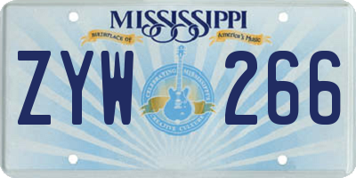 MS license plate ZYW266